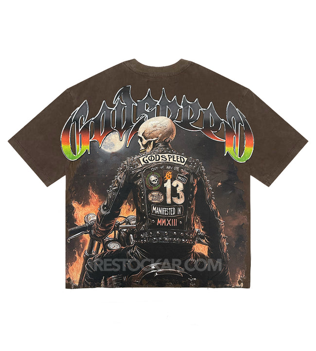 Godspeed Biker Nation Tee Mocha Brown Hover Image