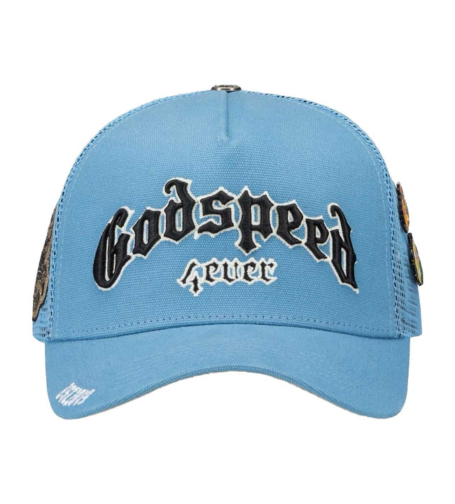 Godspeed Forever Trucker Hat Baby Blue Hover Image