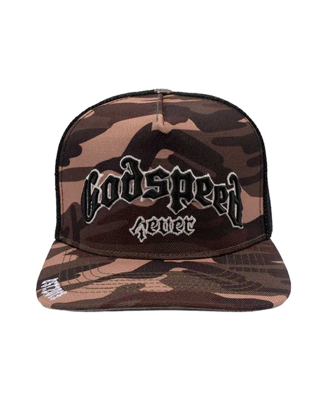Godspeed Forever Trucker Hat Brown/Green Camo Hover Image