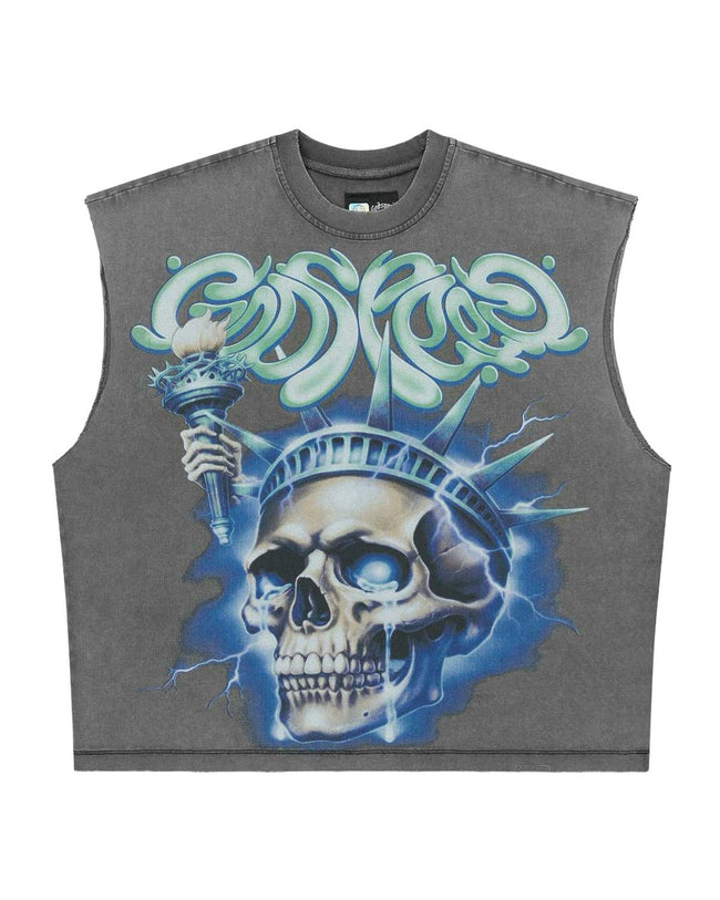 Godspeed Liberty Tears Sleeveless Tee Grey Hover Image