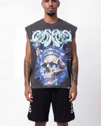 Godspeed Liberty Tears Sleeveless Tee Grey