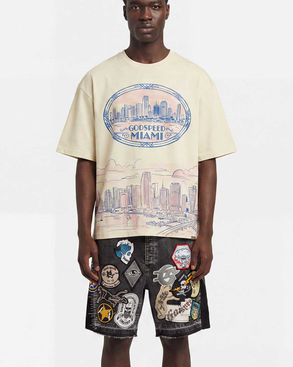 Godspeed Miami Skyline Tee Bone