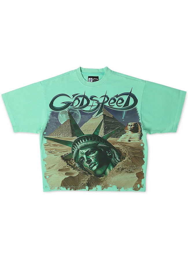Godspeed Mother Cairo Tee Teal Hover Image