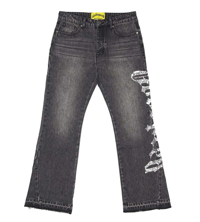 Godspeed OG Logo Flared Denim Black Wash Hover Image