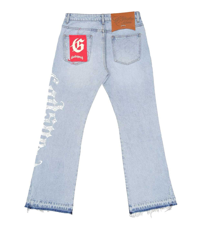Godspeed OG Logo Flared Denim Printed Blue Main Image