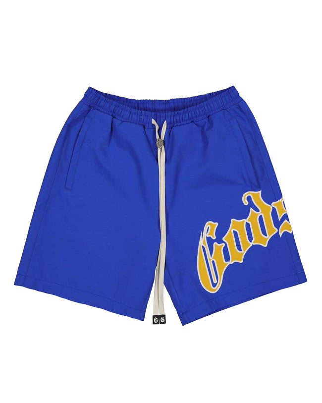 Godspeed OG Logo Nylon Shorts Blue/Yellow Hover Image