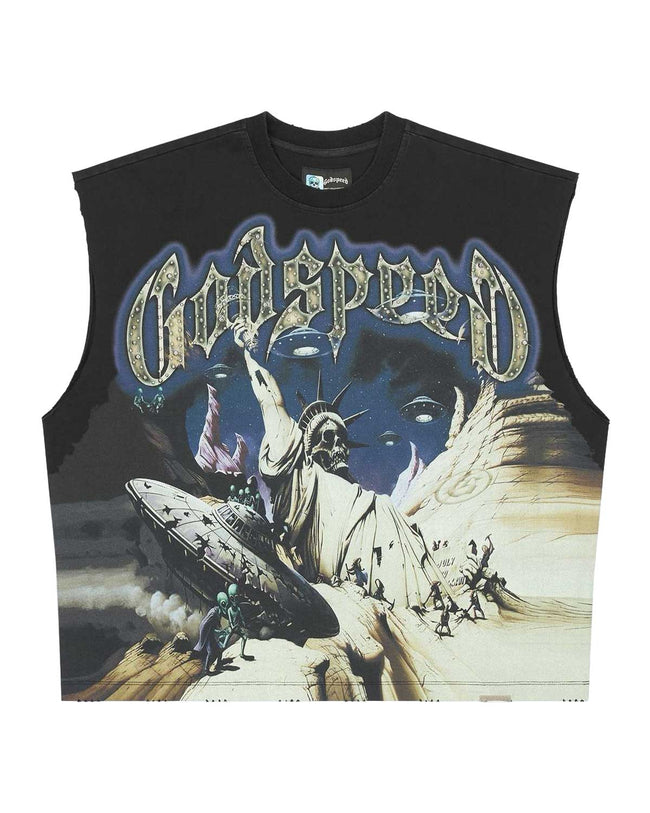 Godspeed The Landing Sleeveless Tee Black Hover Image