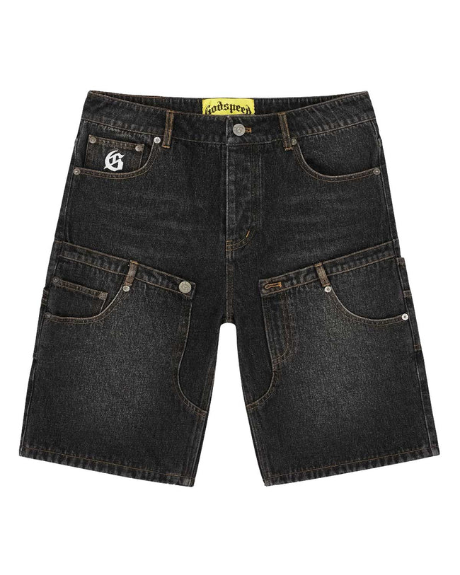 Godspeed Twin Panel Denim Shorts Black Hover Image