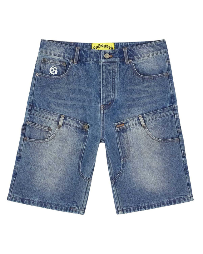 Godspeed Twin Panel Denim Shorts Blue Hover Image