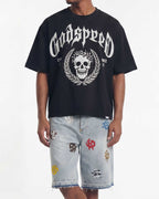 Godspeed Infinity Denim Shorts Multi Color Blue