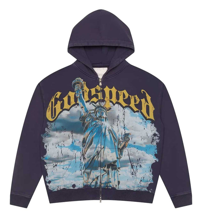 Godspeed Chrome Liberty Zip Up Hoodie Navy Hover Image