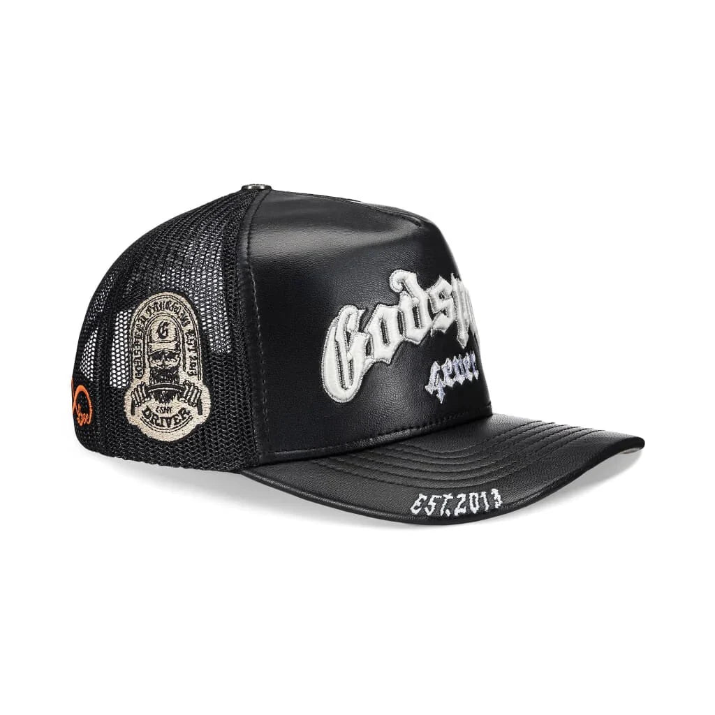 Godspeed Forever Black Leather Trucker Hat